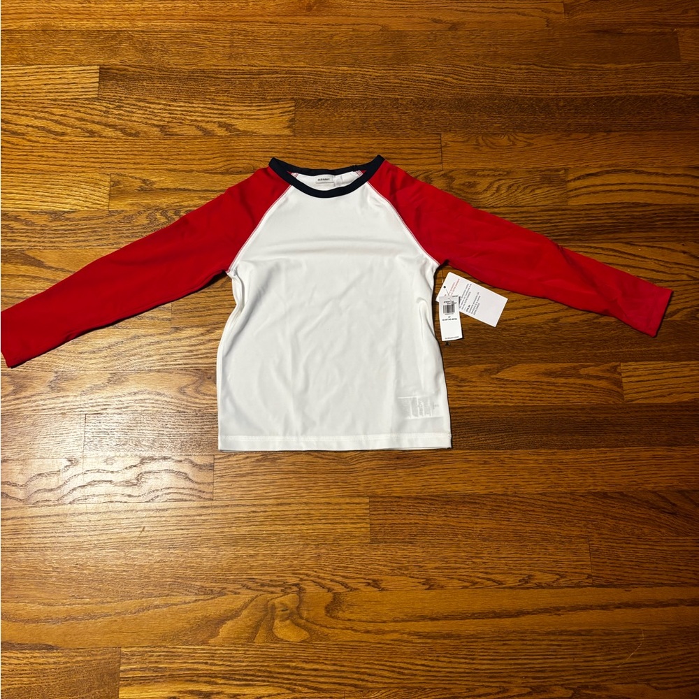 Old Navy Kids Rash Guard Red and White Long Sleeve